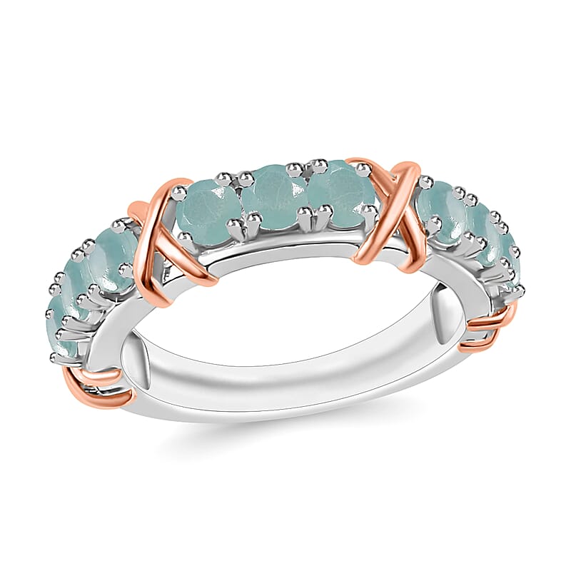 Grandidierite 1.08 ctw XOXO Ring in 18K Vermeil RG and Rhodium Over Sterling Silver (Size 10) 1