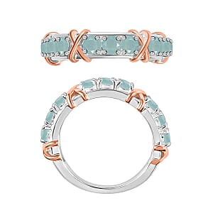 Grandidierite 1.08 ctw XOXO Ring in 18K Vermeil RG and Rhodium Over Sterling Silver (Size 10) 1 (Del. in 10-12 Days)