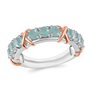 Grandidierite 1.08 ctw XOXO Ring in 18K Vermeil RG and Rhodium Over Sterling Silver (Size 10.5)