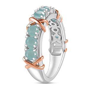 Grandidierite 1.08 ctw XOXO Ring in 18K Vermeil RG and Rhodium Over Sterling Silver (Size 7.5) (Del. in 10-12 Days)