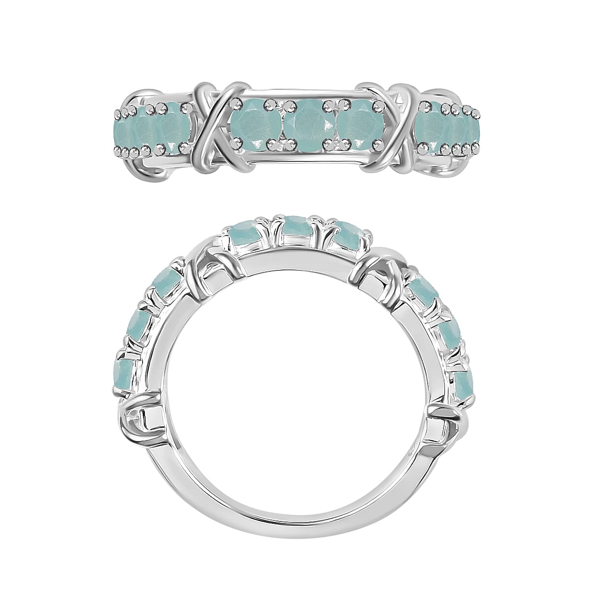 Grandidierite 1.08 ctw XOXO Ring in Rhodium Over Sterling Silver (Size 6.0) (Del. in 10-12 Days) image number 3