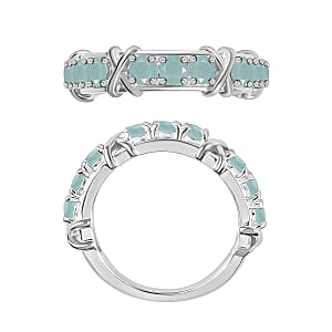 Grandidierite 1.08 ctw XOXO Ring in Rhodium Over Sterling Silver (Size 6.0) (Del. in 10-12 Days)