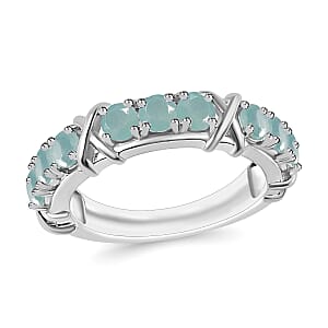 D'Joy Grandidierite 1.08 ctw XOXO Ring in Rhodium Over Sterling Silver (Size 9.5)