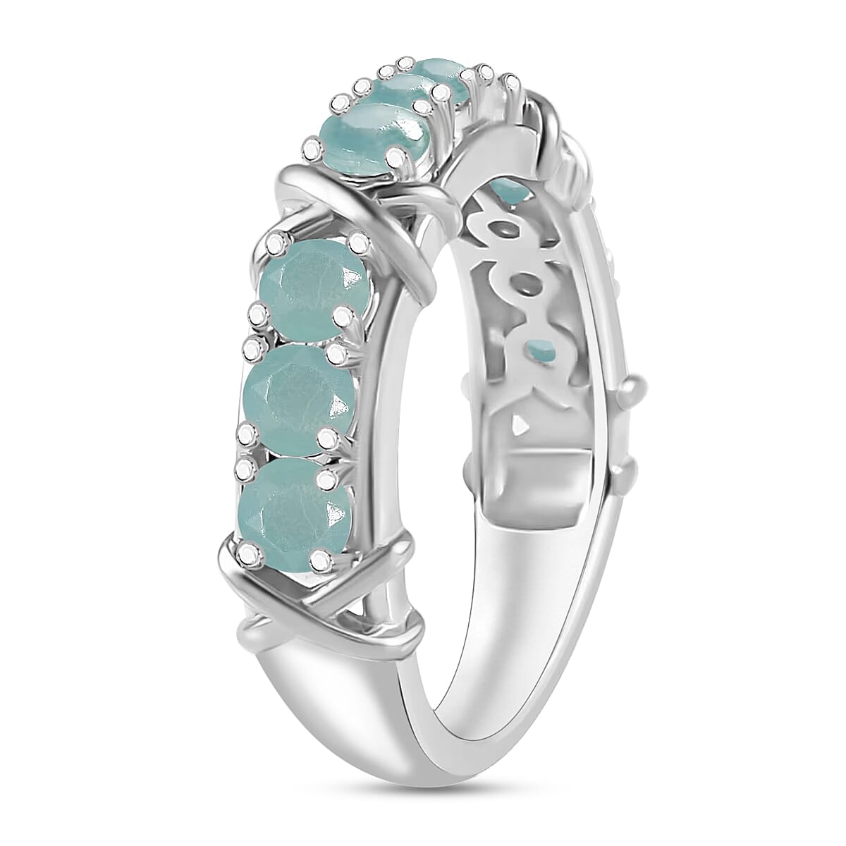 D'Joy Grandidierite 1.08 ctw XOXO Ring in Rhodium Over Sterling Silver (Size 9.5) image number 2