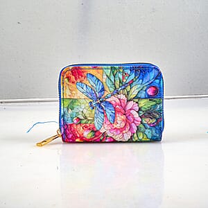 Set of 2 Multi Color Dragonfly Pattern Long Wallet and Small Wallet