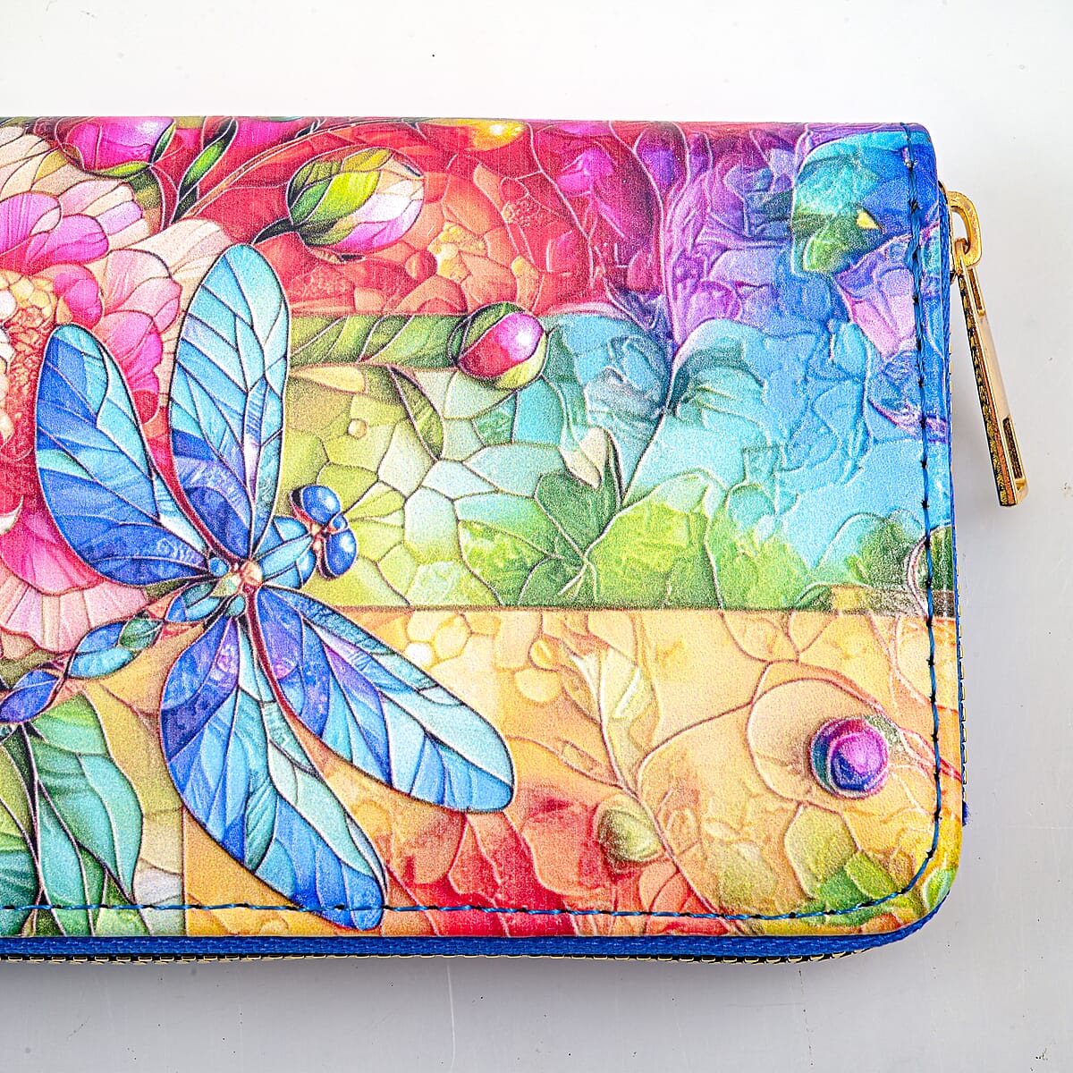 Set of 2 Multi Color Dragonfly Pattern Long Wallet and Small Wallet image number 2