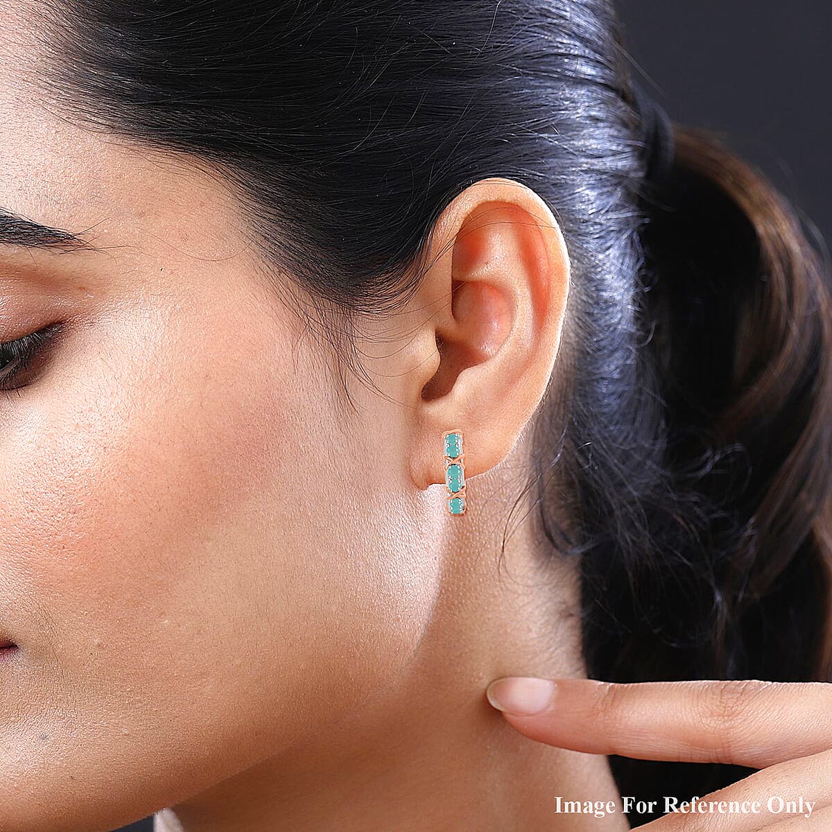 D'Joy Grandidierite XOXO 1.45 ctw Hoop Earrings in 18K Vermeil RG and Rhodium Over Sterling Silver  (Del. in 10-12 Days) image number 1