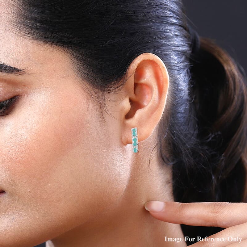 Grandidierite XOXO Hoop Earrings in Rhodium Over Sterling Silver 1.44 ctw