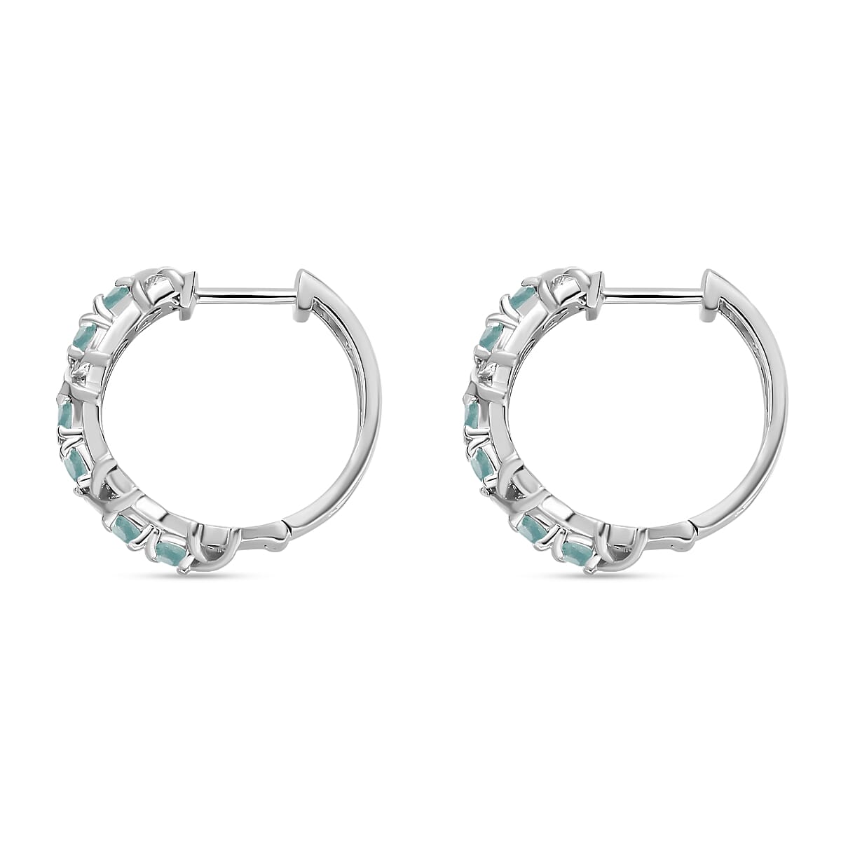 Grandidierite XOXO Hoop Earrings in Rhodium Over Sterling Silver 1.44 ctw
