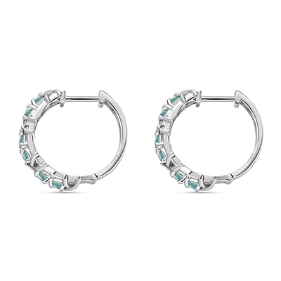 Grandidierite XOXO Hoop Earrings in Rhodium Over Sterling Silver 1.44 ctw