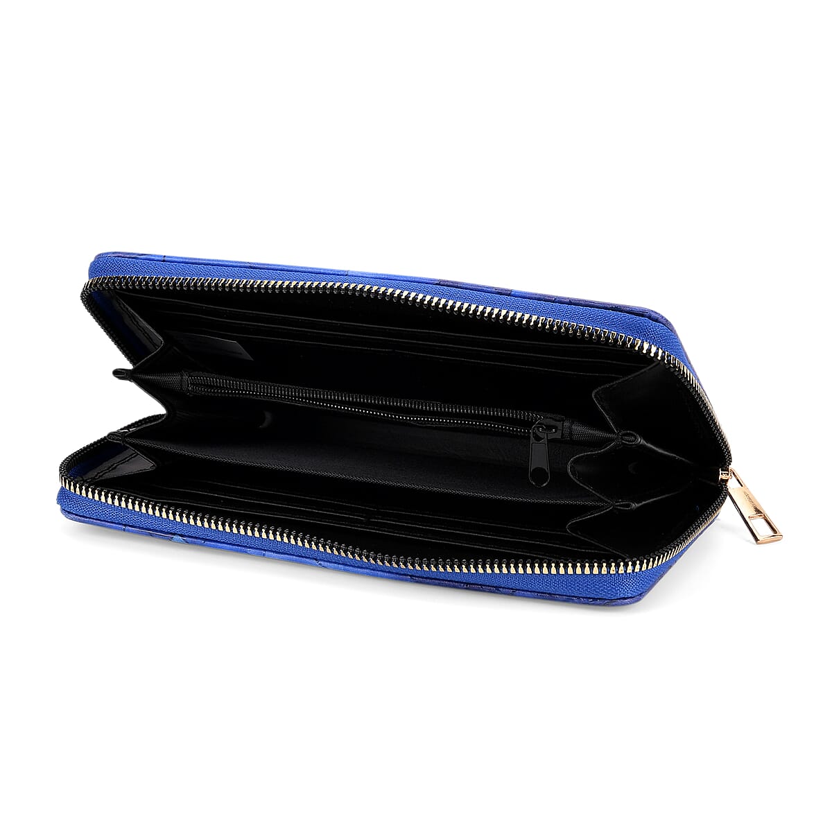 Set of 2 Dark Blue with Rose Pattern Long Wallet and Small Wallet image number 4