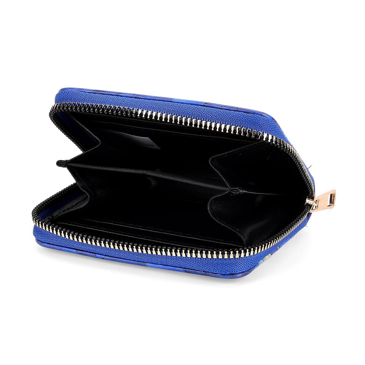 Set of 2 Dark Blue with Rose Pattern Long Wallet and Small Wallet image number 6