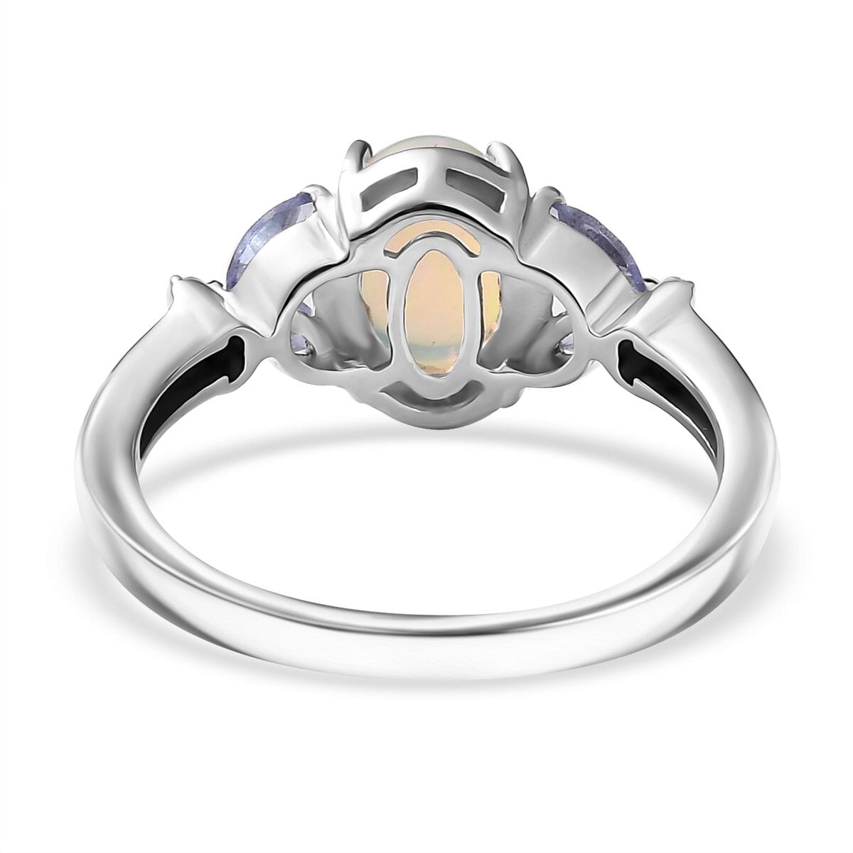 D'Joy Ethiopian Welo Opal and Multi Gemstone 1.15 ctw Ring in Rhodium Over Sterling Silver (Size 10.0) image number 4