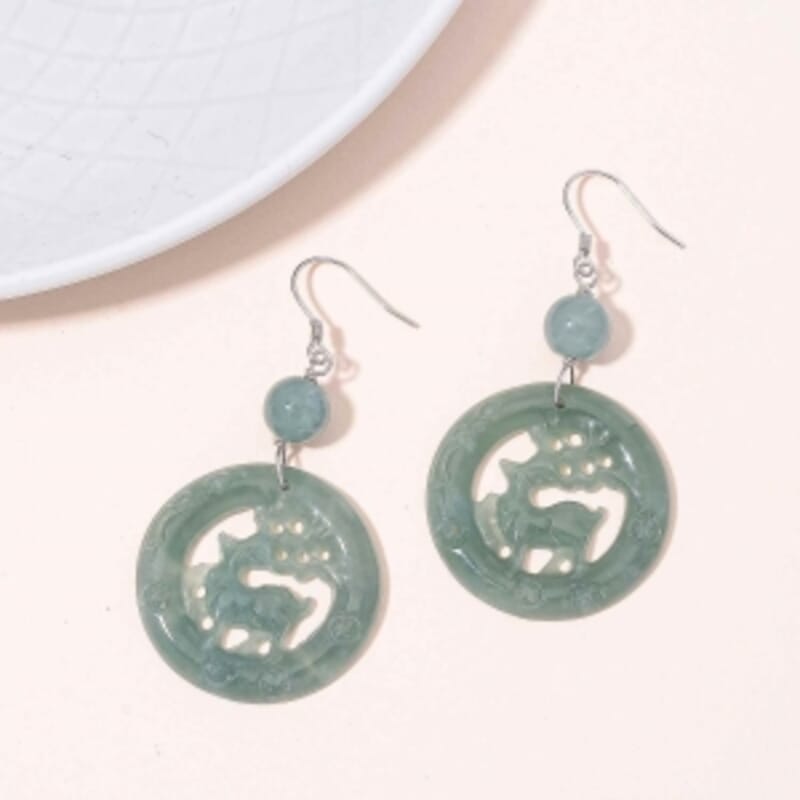 Olmec Jade (D)ite 40.00 ctw Earrings in Rhodium Over Sterling Silver