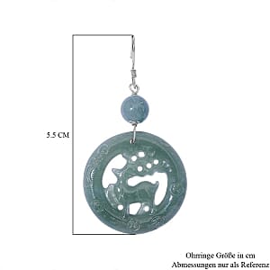 Olmec Jade (D)ite 40.00 ctw Earrings in Rhodium Over Sterling Silver