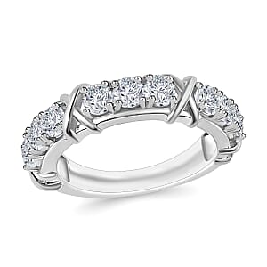 D'Joy Moissanite XOXO Band Ring in Rhodium Over Sterling Silver 0.90 ctw (Size 10.0) (Del. In 10-12 Days)
