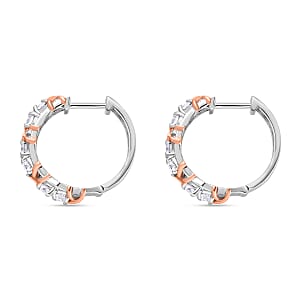 D'Joy Moissanite 1.44 ctw XOXO Hoop Earrings in 18K Vermeil RG and Rhodium Over Sterling Silver (Del. in 10-12 Days)