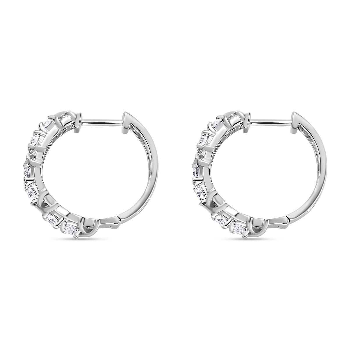 D'Joy Moissanite 1.44 ctw XOXO Hoop Earrings in Rhodium Over Sterling Silver (Del. in 10-12 Days) image number 2