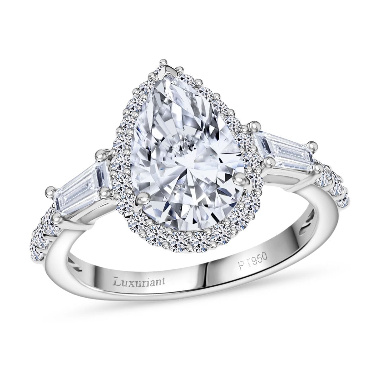 IGI Certified Luxuriant Lab Grown Diamond E-F VS 3.00 ctw Dew Drop Ring in 950 Platinum (Size 10.0) image number 0