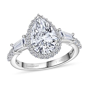 IGI Certified 950 Platinum Luxuriant Lab Grown Diamond (E-F, VS) Dew Drop Ring (Size 10.5) 3.00 ctw
