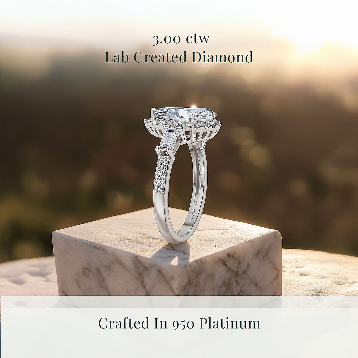 IGI Certified 950 Platinum Luxuriant Lab Grown Diamond (E-F, VS) Dew Drop Ring (Size 7.5) 3.00 ctw image number 2