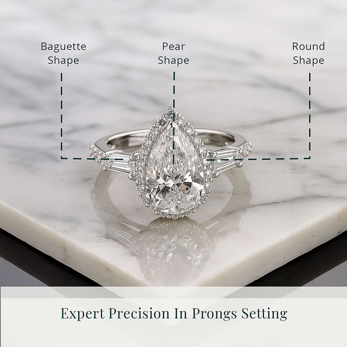 IGI Certified 950 Platinum Luxuriant Lab Grown Diamond (E-F, VS) Dew Drop Ring (Size 7.5) 3.00 ctw image number 4