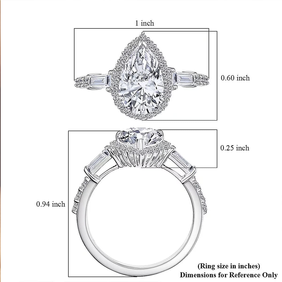 IGI Certified 950 Platinum Luxuriant Lab Grown Diamond (E-F, VS) Dew Drop Ring (Size 7.5) 3.00 ctw image number 6
