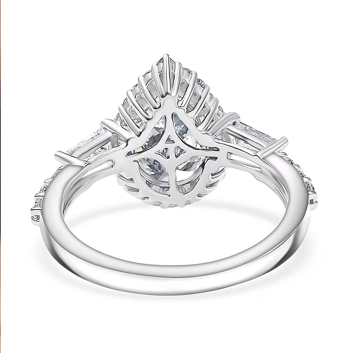 IGI Certified 950 Platinum Luxuriant Lab Grown Diamond (E-F, VS) Dew Drop Ring (Size 7.5) 3.00 ctw image number 7