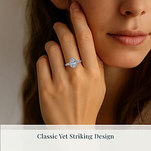 IGI Certified 950 Platinum Luxuriant Lab Grown Diamond (E-F, VS) Dew Drop Ring (Size 8.5) 3.00 ctw