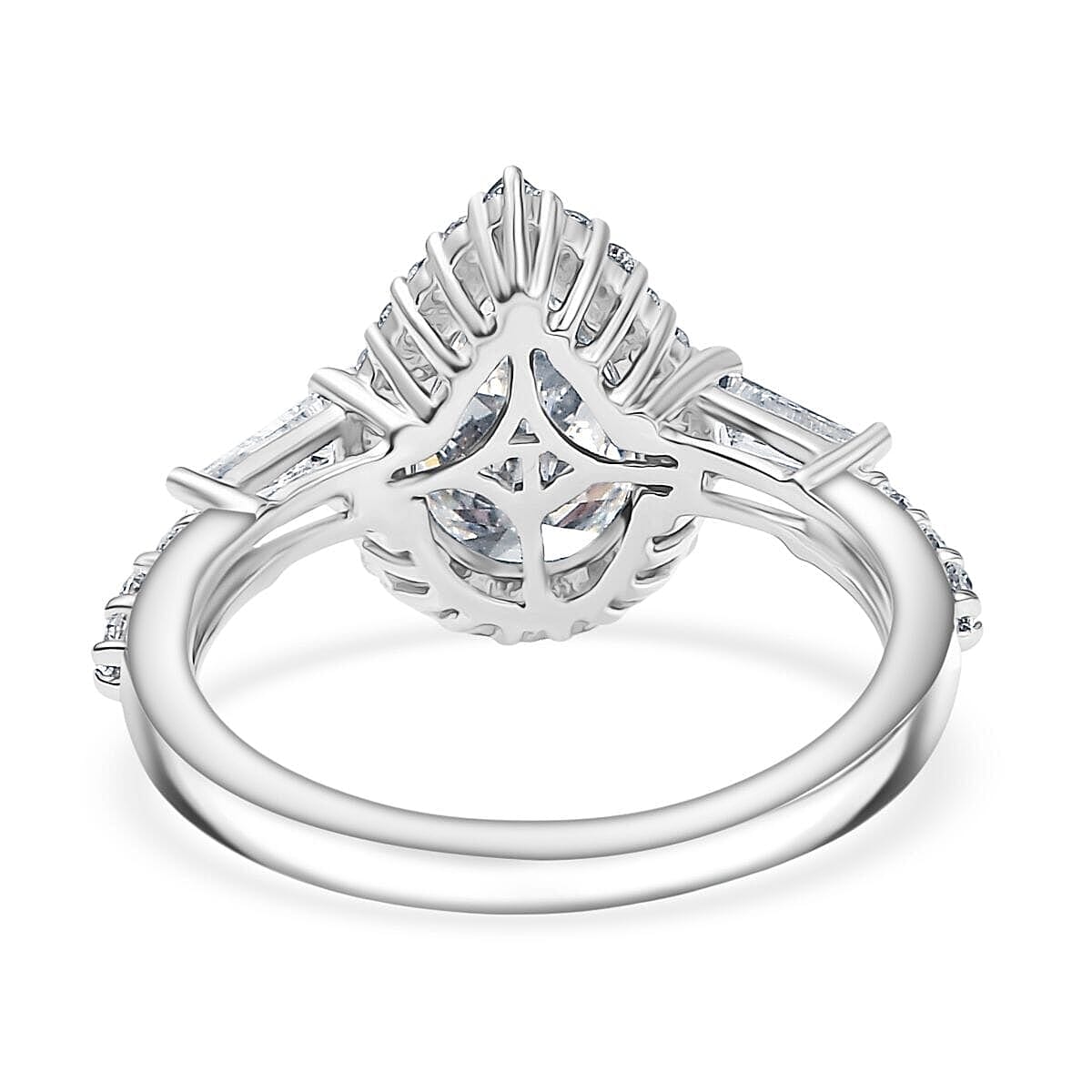 IGI Certified 950 Platinum Luxuriant Lab Grown Diamond (E-F, VS) Dew Drop Ring (Size 8.5) 3.00 ctw image number 4