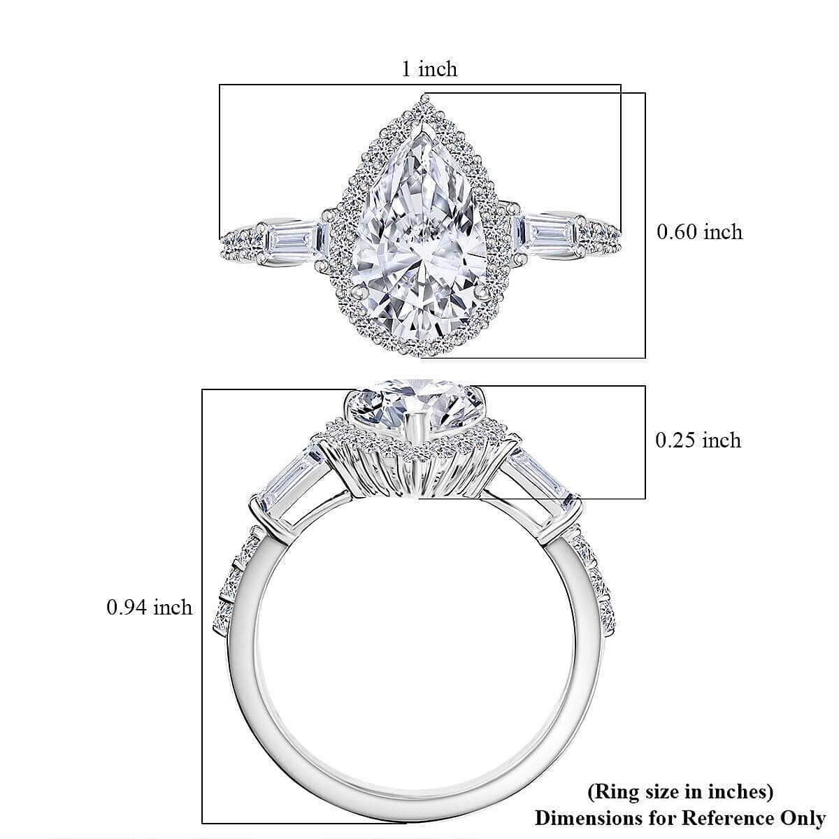 IGI Certified 950 Platinum Luxuriant Lab Grown Diamond (E-F, VS) Dew Drop Ring (Size 8.5) 3.00 ctw image number 5