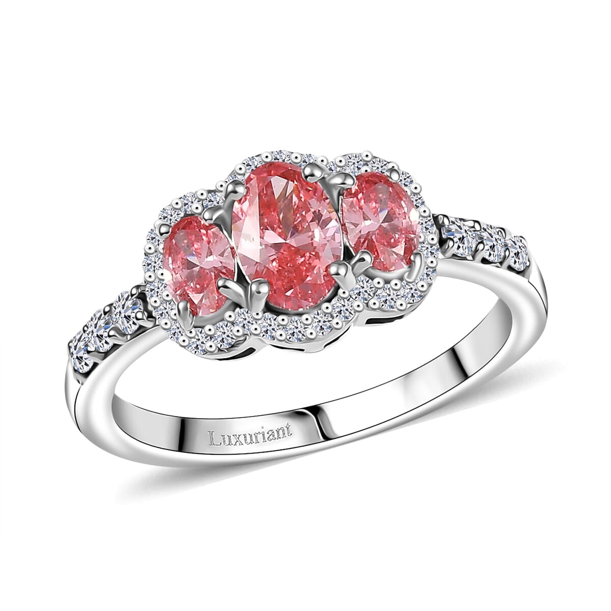SGL Certified Luxuriant Lab Grown Pink and White Diamond VS 1.25 ctw Trinity of Love Ring in 950 Platinum (Size 10.0) 4.65 Grams image number 0