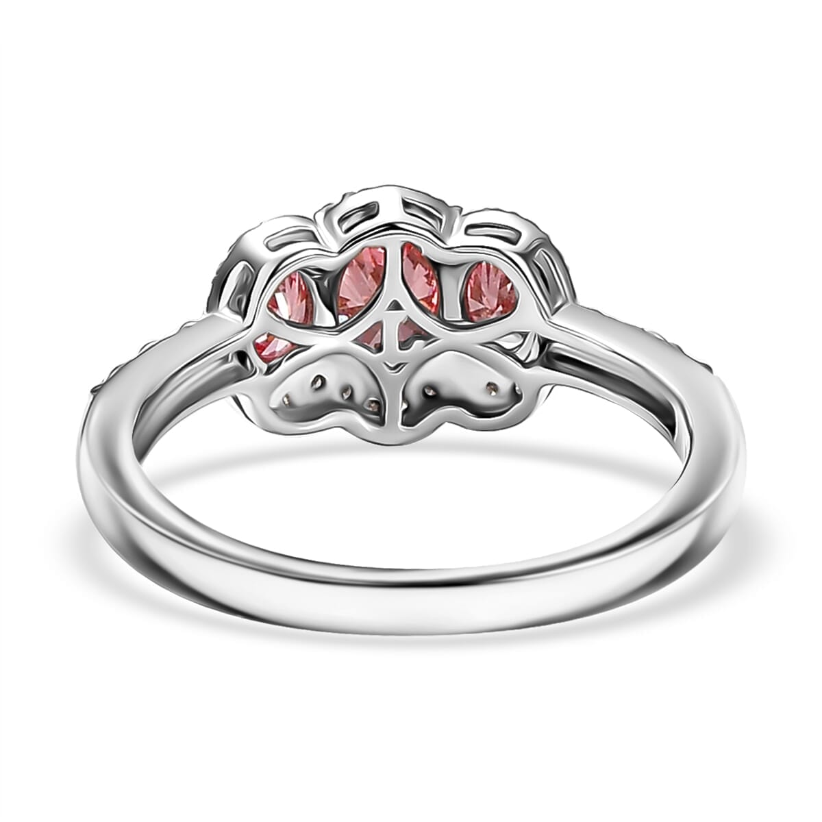 SGL Certified Luxuriant Lab Grown Pink and White Diamond VS 1.25 ctw Trinity of Love Ring in 950 Platinum (Size 10.0) 4.65 Grams image number 4