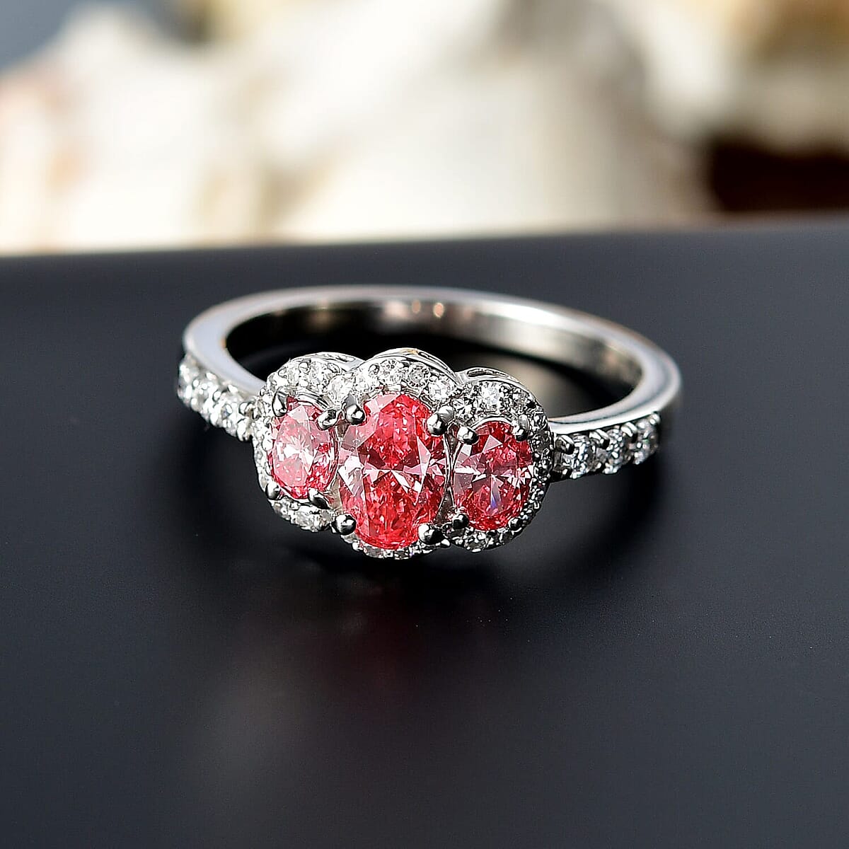 SGL Certificate 950 Platinum Luxuriant Lab Grown Pink Diamond, Lab Grown Diamond (E-F, VS) Ring (Size 6.5) (4.65 g) 1.25 ctw image number 1