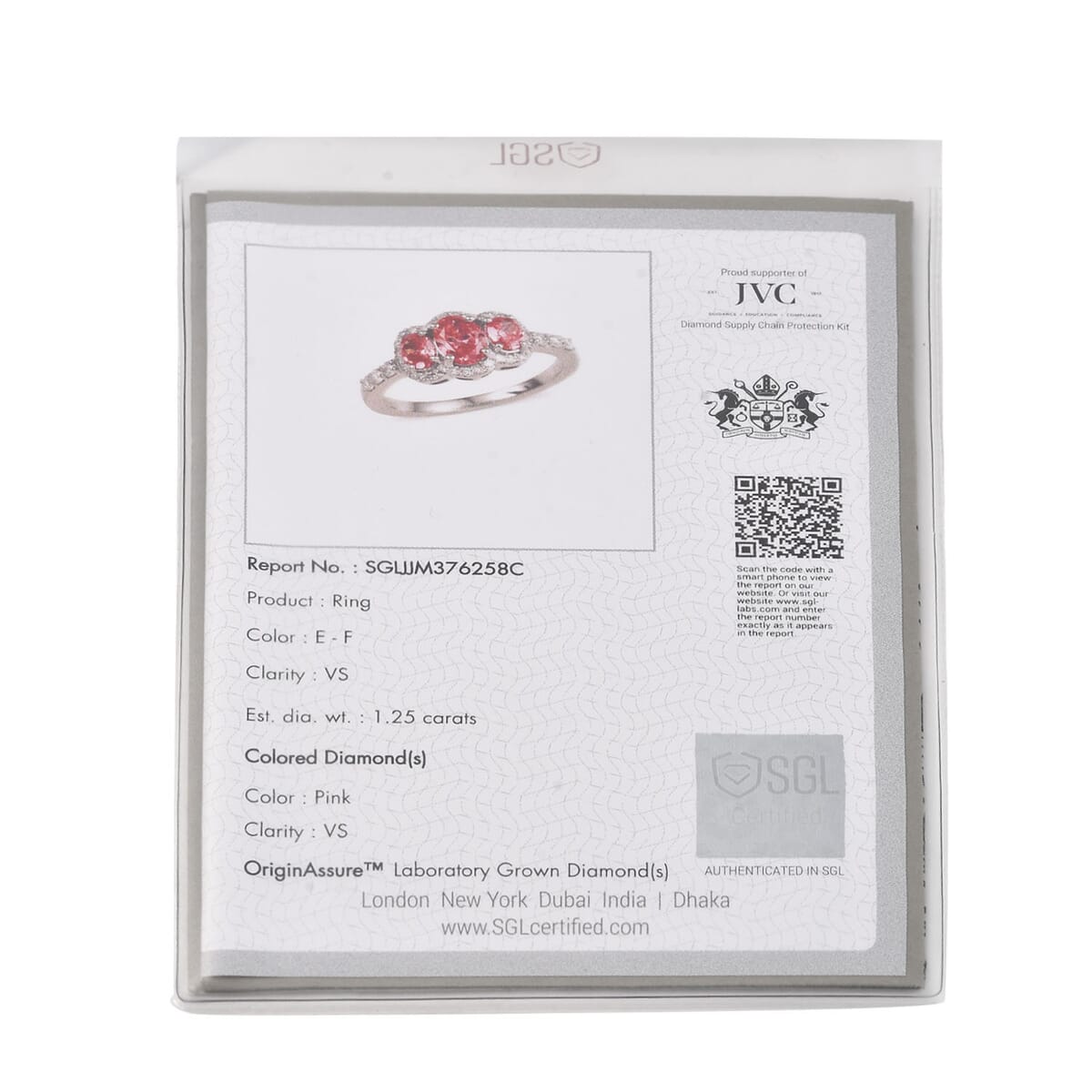 SGL Certified Luxuriant Lab Grown Pink and White Diamond VS 1.25 ctw Trinity of Love Ring in 950 Platinum (Size 7.0) 4.65 Grams image number 6