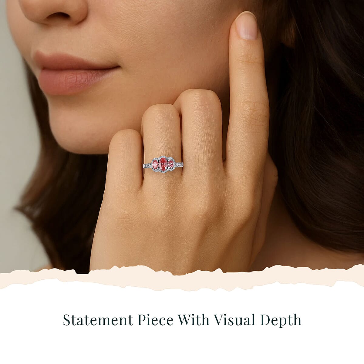 SGL Certified Luxuriant Lab Grown Pink Diamond (IR) VS and Lab Grown Diamond 1.25 ctw Trinity of Love Ring in 950 Platinum (Size 8.0) 4.65 Grams image number 1