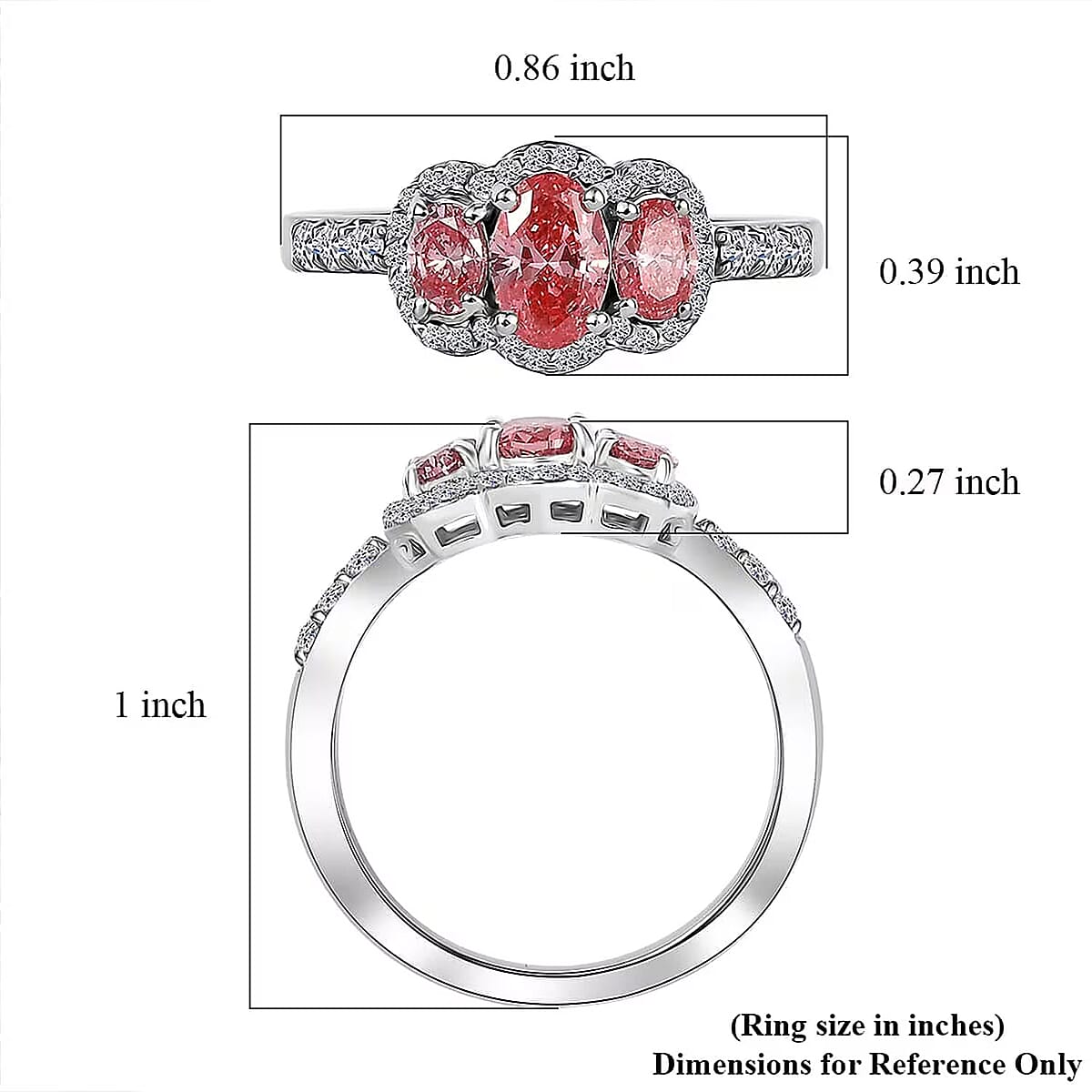 SGL Certified Luxuriant Lab Grown Pink Diamond (IR) VS and Lab Grown Diamond 1.25 ctw Trinity of Love Ring in 950 Platinum (Size 8.0) 4.65 Grams image number 6