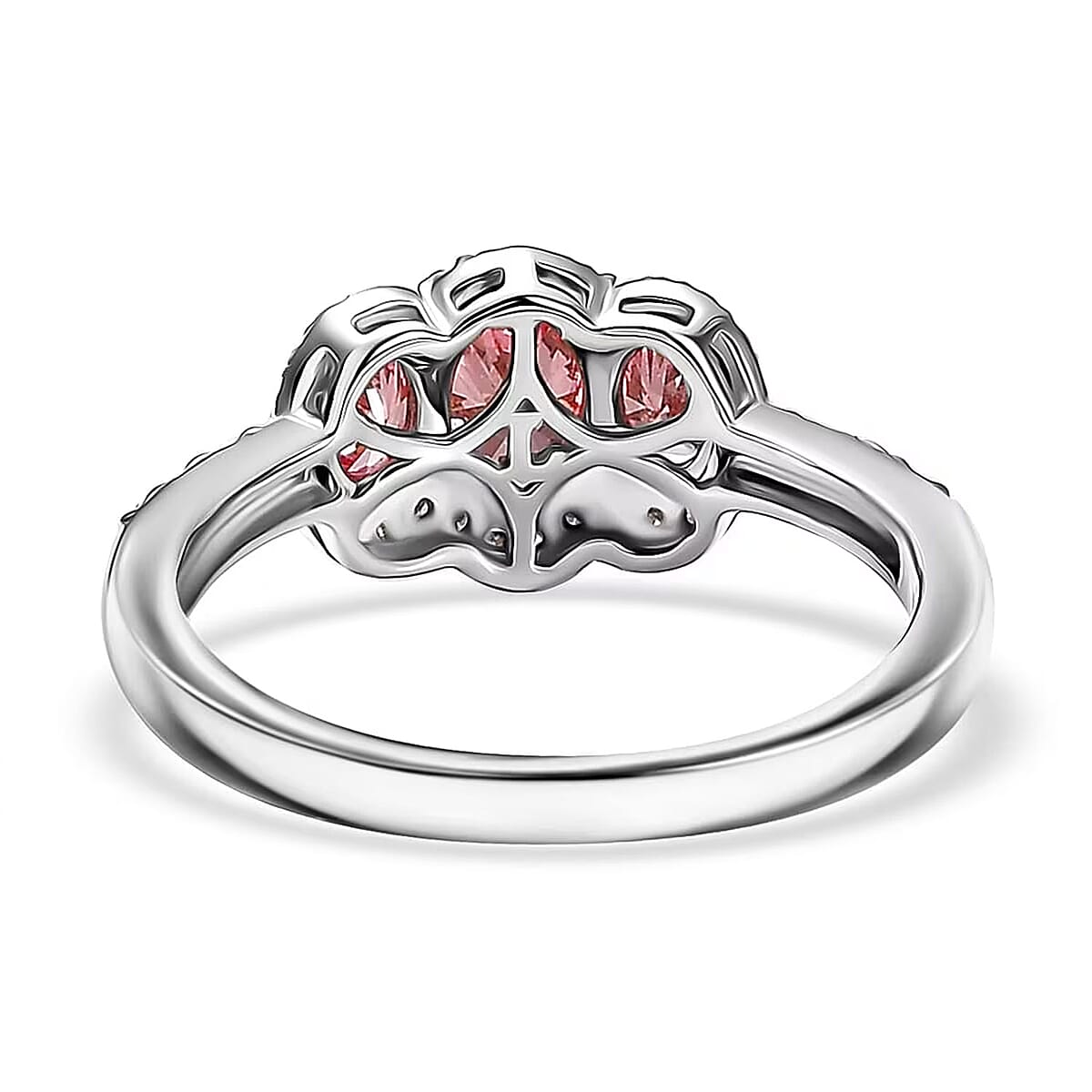 SGL Certified Luxuriant Lab Grown Pink Diamond (IR) VS and Lab Grown Diamond 1.25 ctw Trinity of Love Ring in 950 Platinum (Size 8.0) 4.65 Grams image number 7