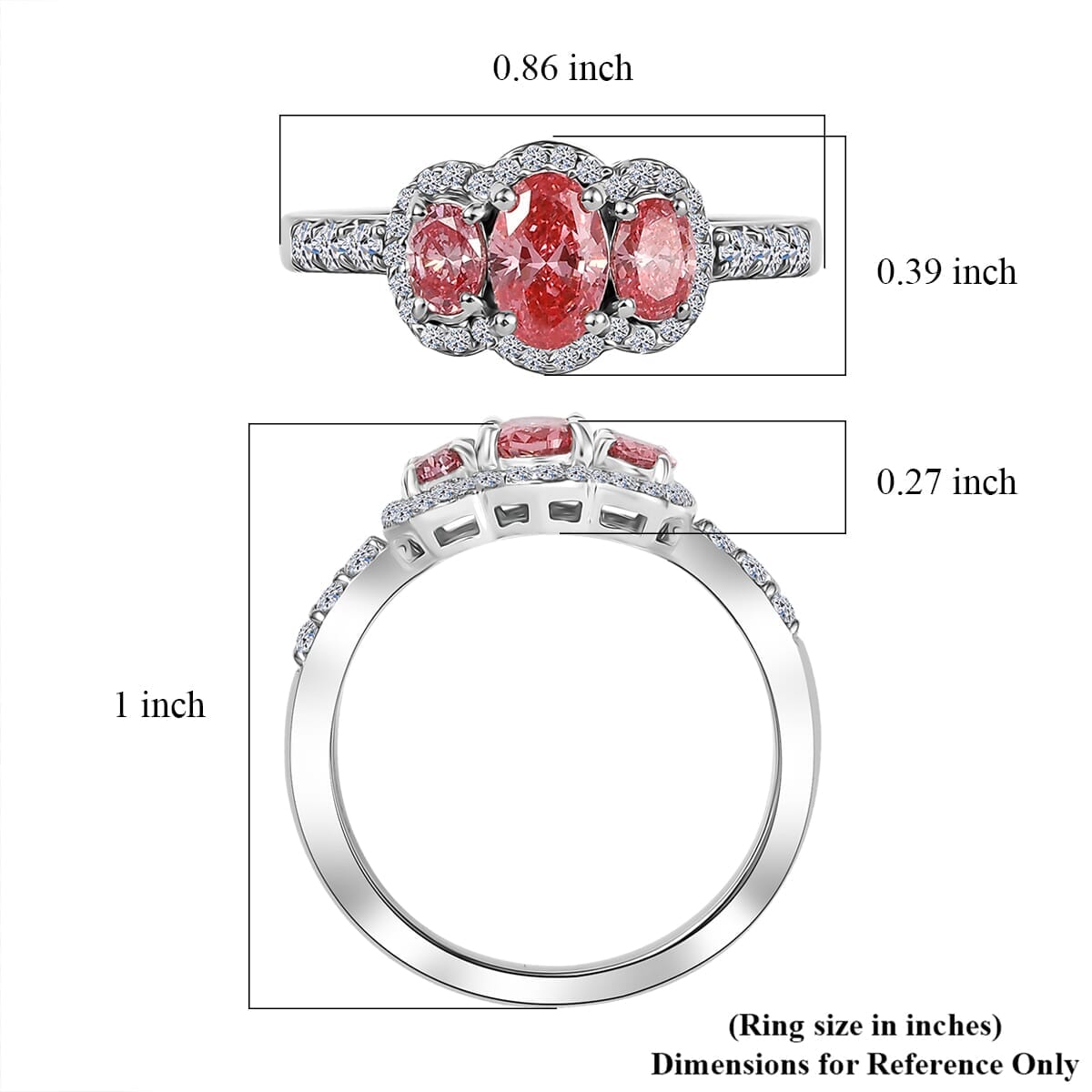 SGL Certificate 950 Platinum Luxuriant Lab Grown Pink Diamond, Lab Grown Diamond (E-F, VS) Ring (Size 8.5) (4.65 g) 1.25 ctw image number 5