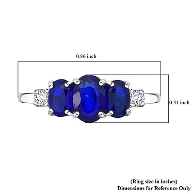D'Joy Tanzanian Blue Spinel (DF) and Moissanite 2.00 ctw Ring in Rhodium Over Sterling Silver (Size 10.0)
