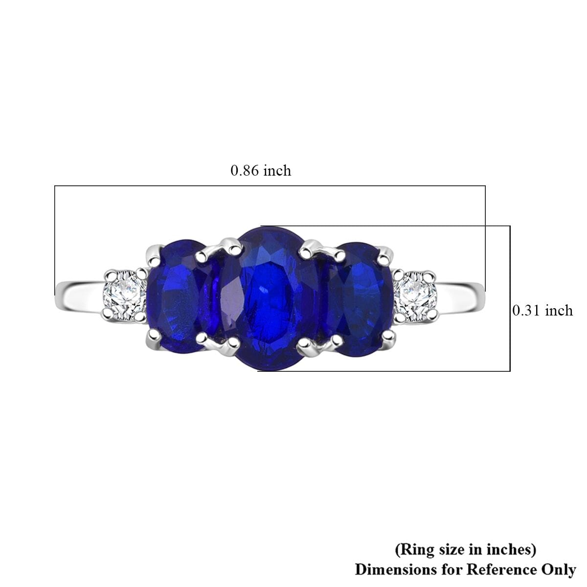 D'Joy Tanzanian Blue Spinel (DF) and Moissanite 2.00 ctw Ring in Rhodium Over Sterling Silver (Size 7.0) image number 5
