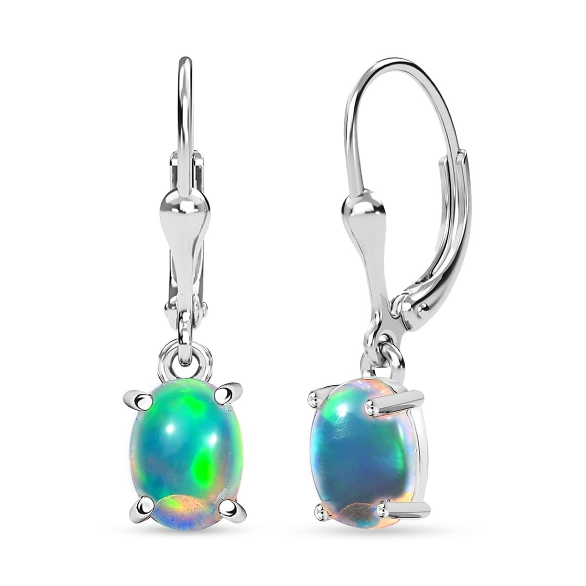 D'Joy Ethiopian Welo Opal 1.65 ctw Lever Back Earrings in Rhodium Over Sterling Silver image number 0
