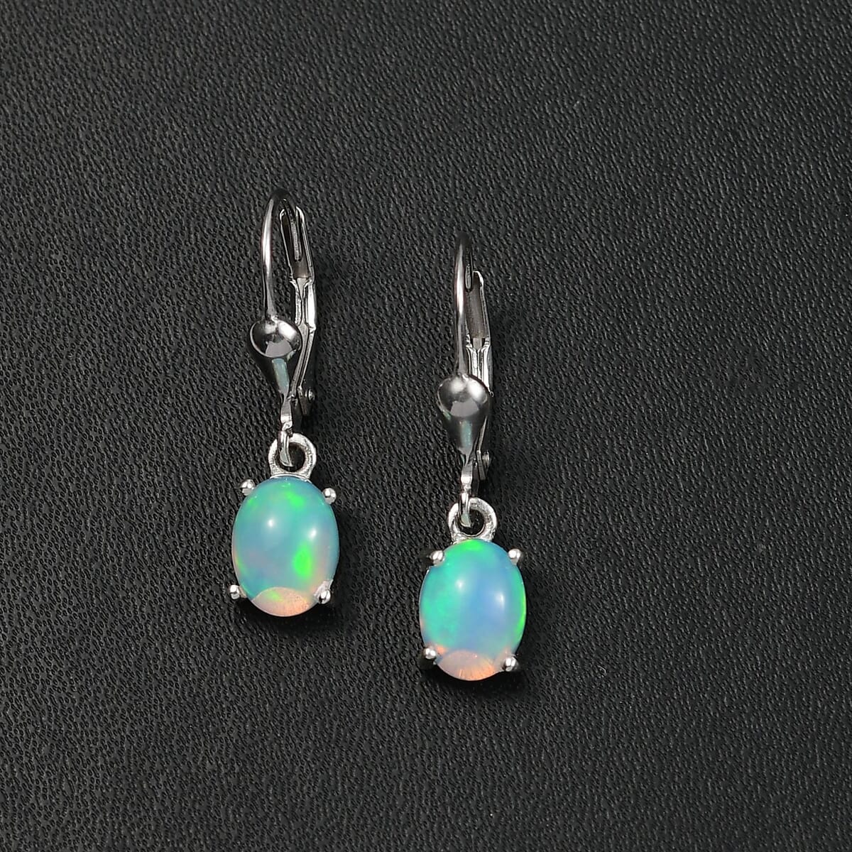 D'Joy Ethiopian Welo Opal 1.65 ctw Lever Back Earrings in Rhodium Over Sterling Silver image number 1