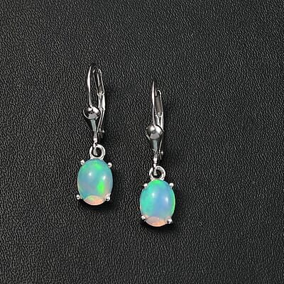D'Joy Ethiopian Welo Opal 1.65 ctw Lever Back Earrings in Rhodium Over Sterling Silver