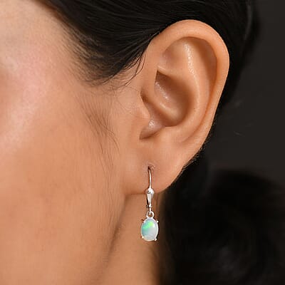 D'Joy Ethiopian Welo Opal 1.65 ctw Lever Back Earrings in Rhodium Over Sterling Silver