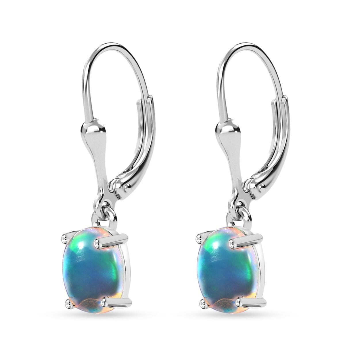 D'Joy Ethiopian Welo Opal 1.65 ctw Lever Back Earrings in Rhodium Over Sterling Silver image number 3
