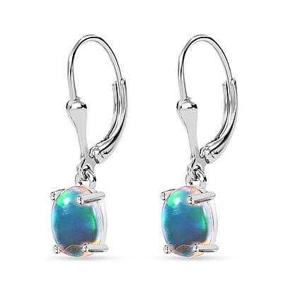D'Joy Ethiopian Welo Opal 1.65 ctw Lever Back Earrings in Rhodium Over Sterling Silver