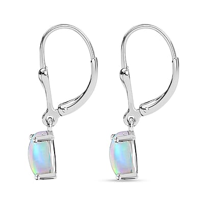 D'Joy Ethiopian Welo Opal 1.65 ctw Lever Back Earrings in Rhodium Over Sterling Silver