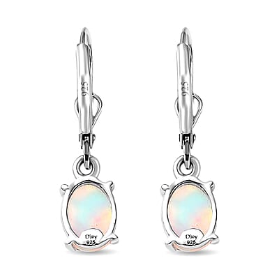 D'Joy Ethiopian Welo Opal 1.65 ctw Lever Back Earrings in Rhodium Over Sterling Silver