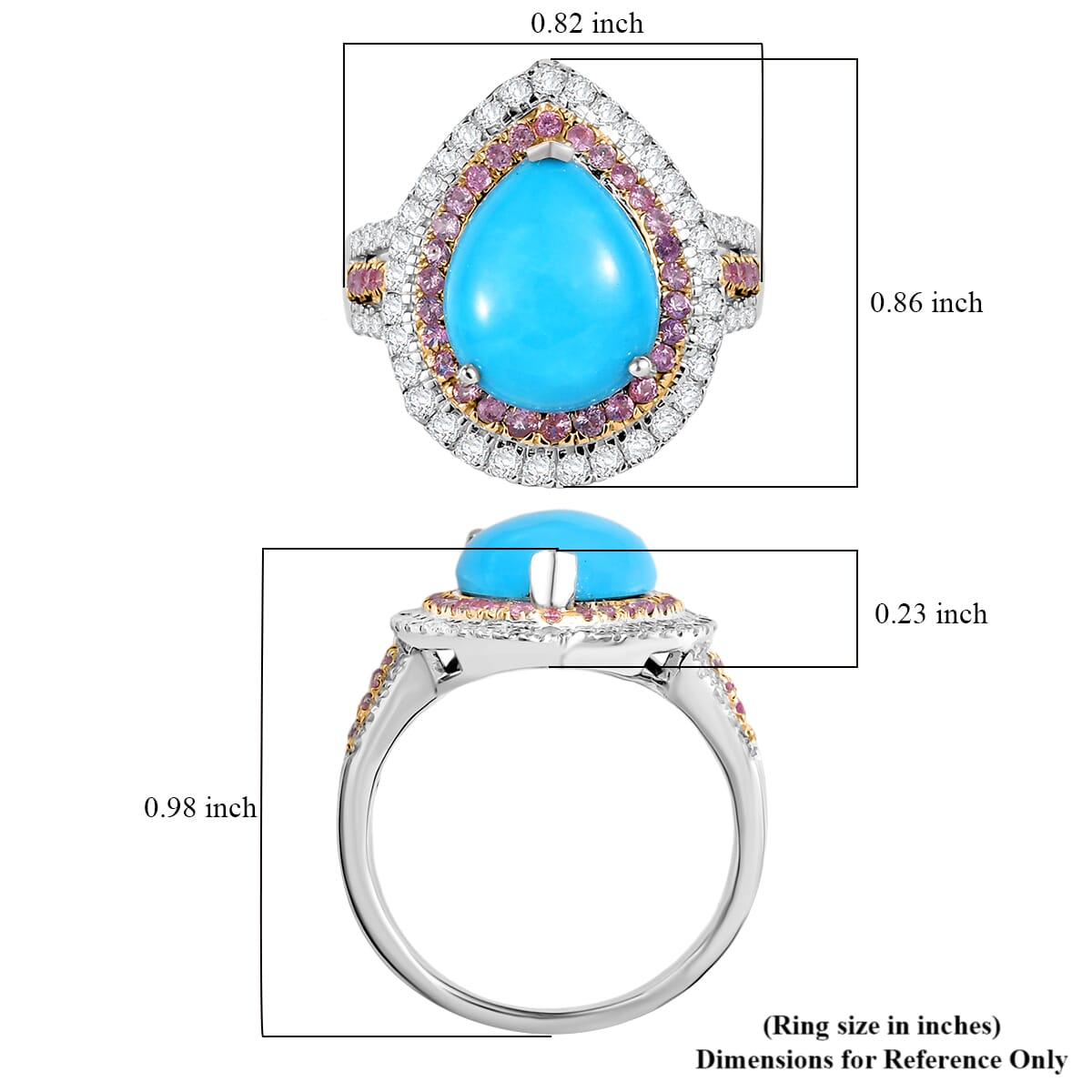 D'Joy Sleeping Beauty Turquoise and Multi Gemstone 4.90 ctw Cosmic Bloom Ring in Rhodium Over Sterling Silver (Size 7.0) image number 5